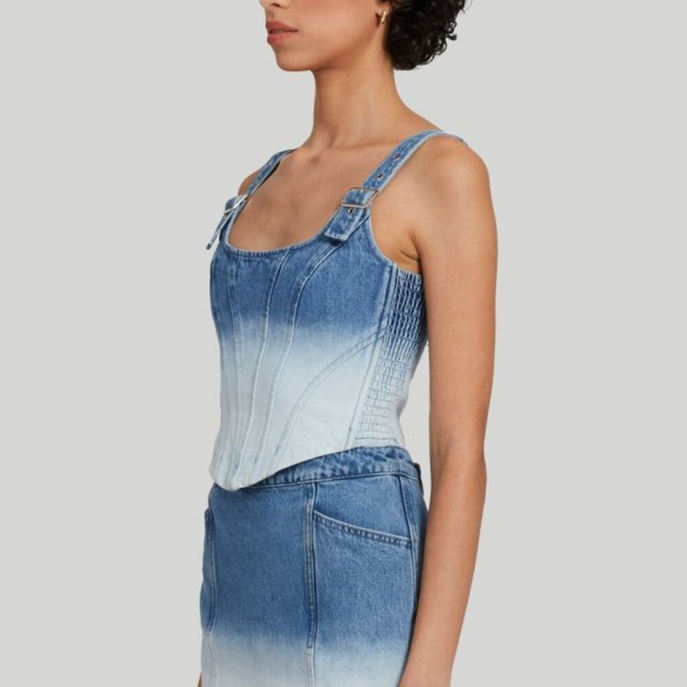 NWT Amanda Uprichard Raisa Denim Top - Picture 4 of 8